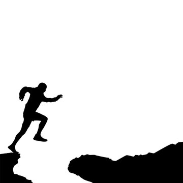 High details of sky running silhouette. Hiking sport. Fit for element design, background, banner, backdrop, cover, logotype. Isolated on black background. Vector Eps 10