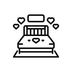 Black line icon for couple bed
