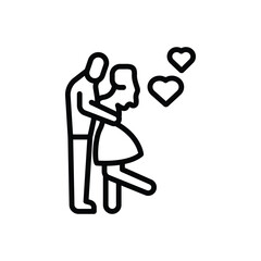 Black line icon for couple goal