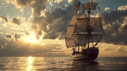 Obraz premium ship sailing wallpaper