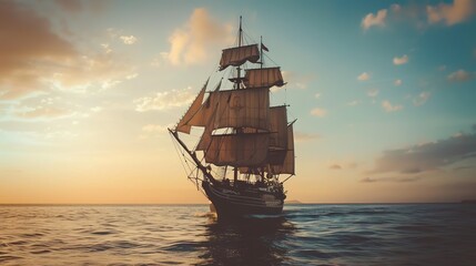 Obraz premium ship sailing wallpaper