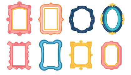 Set of colorful frames retro style