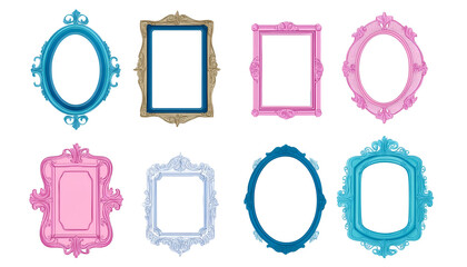 Set of colorful frames retro style