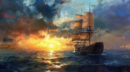 Obraz premium Sailing boat wallpaper