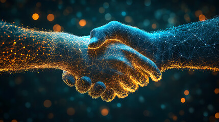 Human and Digital Connection Handshake Between Real and Virtual