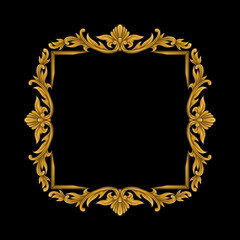 elegant vintage engraved ornament frame with leaves