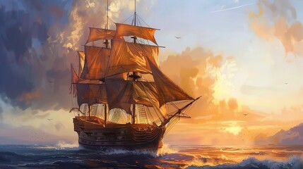 Fototapeta premium Sailing boat wallpaper