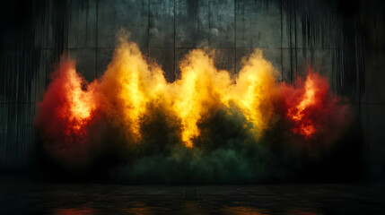Fototapeta premium Abstract Colorful Smoke Explosion on Concrete Background