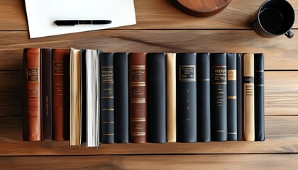 stack of books on shelf