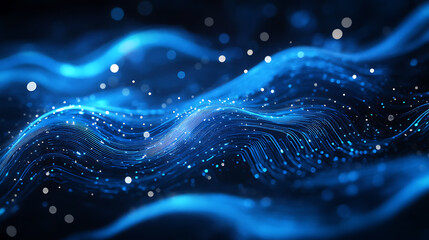 Quantum computer technologies concept. Futuristic blue circuit board background.