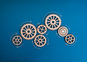 Teamwork, cooperation, business workflow system, strategy and management concept. Many pattern of...