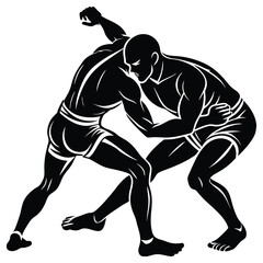 Wrestling Silhouette Vector, Wrestling logo vector template Illustration symbol