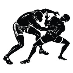 Wrestling Silhouette Vector, Wrestling logo vector template Illustration symbol