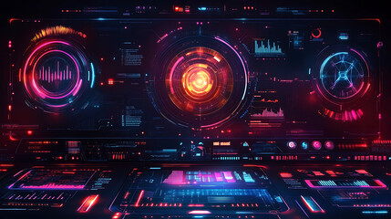 Obraz premium Futuristic round glowing HUD elements. Artificial intelligence.
