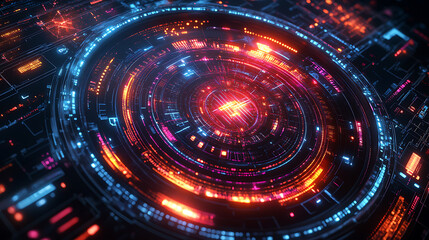 Obraz premium Futuristic round glowing HUD elements. Artificial intelligence.