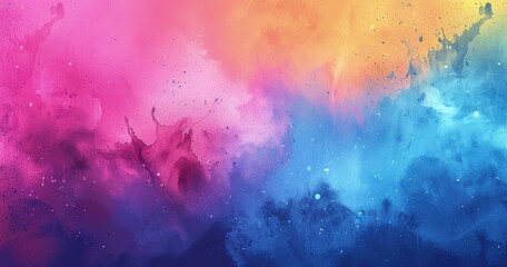 Fototapeta premium A vibrant abstract watercolor design featuring a blend of pink, orange, and blue hues.