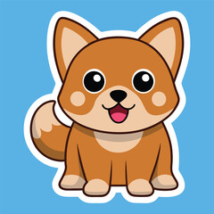 cute kawaii dog sticker vector illustration, cute funny dog sticker