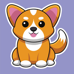 cute kawaii dog sticker vector illustration, cute funny dog sticker