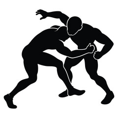 Wrestling Silhouette Vector, Wrestling logo vector template Illustration symbol