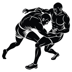 Wrestling Silhouette Vector, Wrestling logo vector template Illustration symbol
