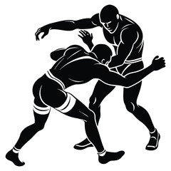 Wrestling Silhouette Vector, Wrestling logo vector template Illustration symbol