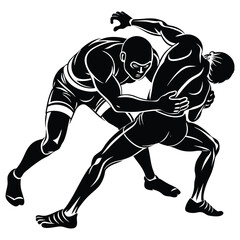 Wrestling Silhouette Vector, Wrestling logo vector template Illustration symbol