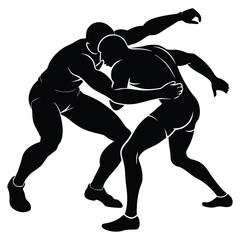 Wrestling Silhouette Vector, Wrestling logo vector template Illustration symbol