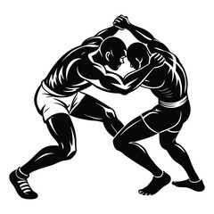 Wrestling Silhouette Vector, Wrestling logo vector template Illustration symbol