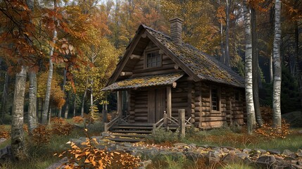 House in the wood wallpaper