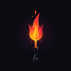 Stylized burning matchstick with dynamic flames and glowing sparks on a dark background