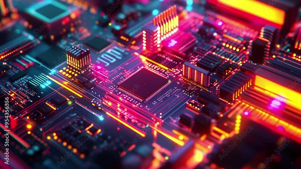 Poster computer motherboards and circuit boards. abstract circuit board with a lot of micro chips. main mic