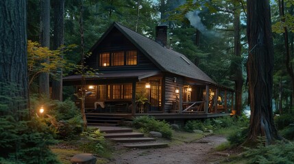 House in the wood wallpaper