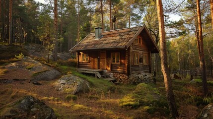 House in the wood wallpaper