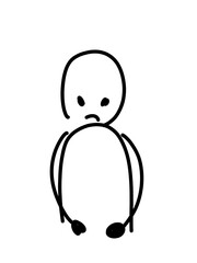 うつむく人のゆるいイラスト