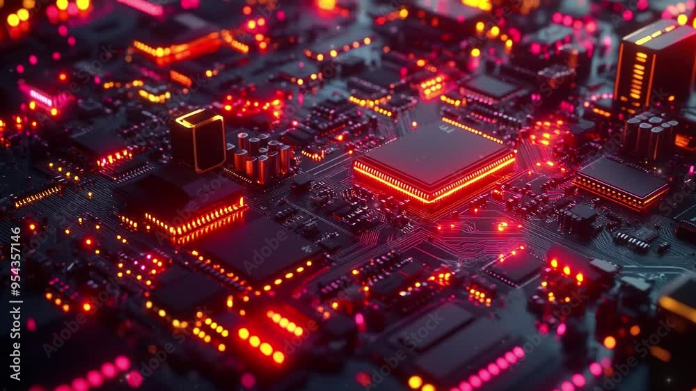 Poster computer motherboards and circuit boards. abstract circuit board with a lot of micro chips. main mic