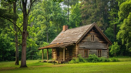 Obraz premium House in the wood wallpaper