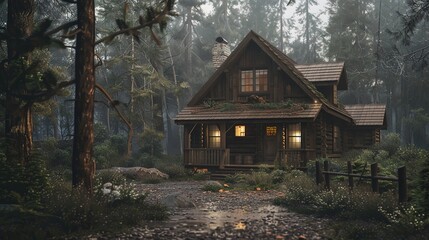 House in the wood wallpaper