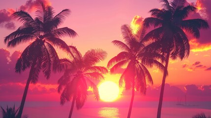 Fototapeta premium Tropical sunset wallpaper