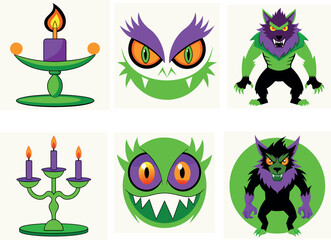 Creative Halloween icon line art Vector Art Illustration
