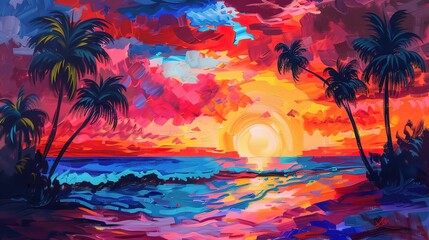 Tropical sunset wallpaper