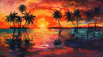 Tropical sunset wallpaper