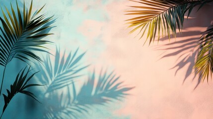 Palm Leaf Shadows on a Pastel Wall