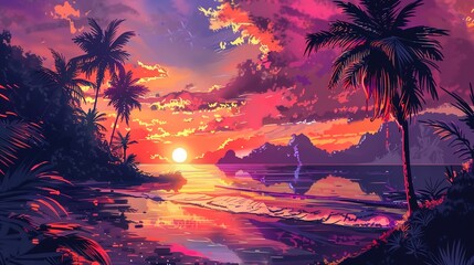 tropical sunset wallpaper