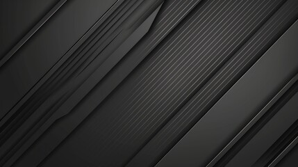 Fototapeta premium A sleek, modern black abstract background with textured lines and angles.