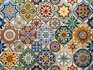 Geometric patterned tiles with artistic concept