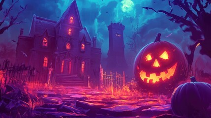 luxuary view of Halloween hunted graved  background illustration..