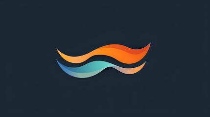Naklejka premium Abstract Wave Logo with Orange and Blue Color Gradient
