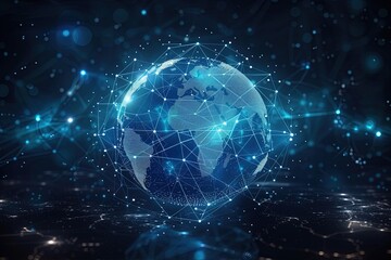 Obraz premium A blue globe with a network of lines surrounding it