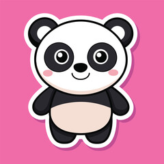 cute kawaii panda sticker vector illustration, cute funny panda sticker