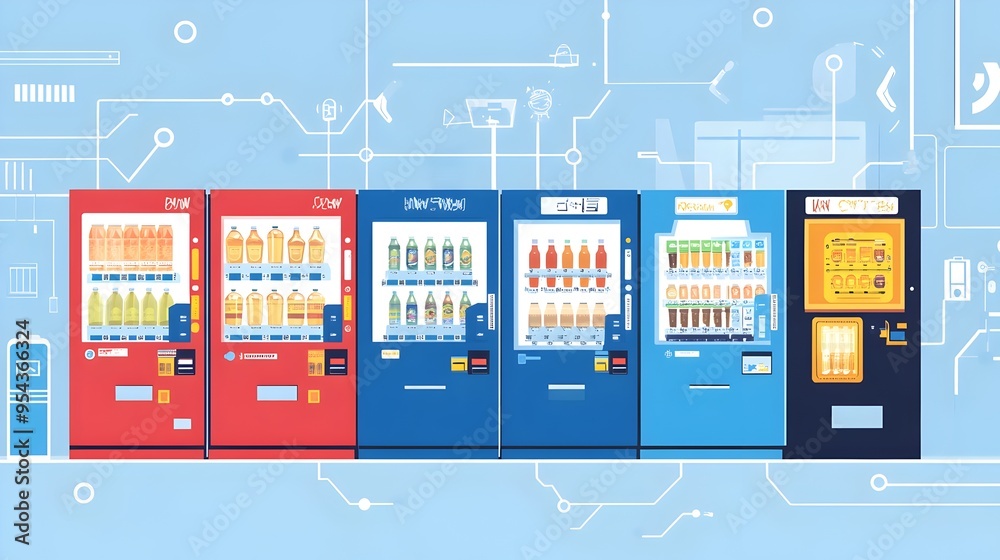 Poster of a graphic showcasing the internet of things iot applications for vending machines featuring conne